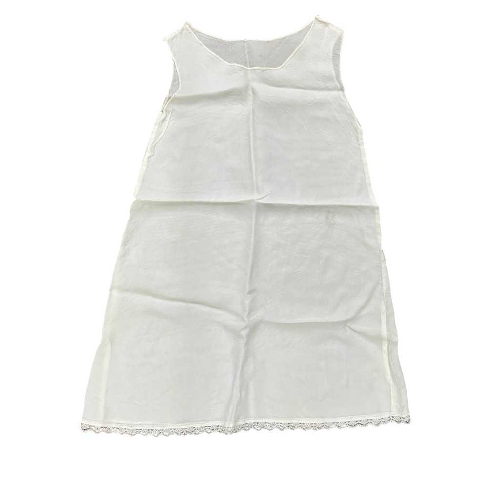 Baby Slip Dress White Lace Trim Sleeveless Christening Underdress 12-18M Vintage